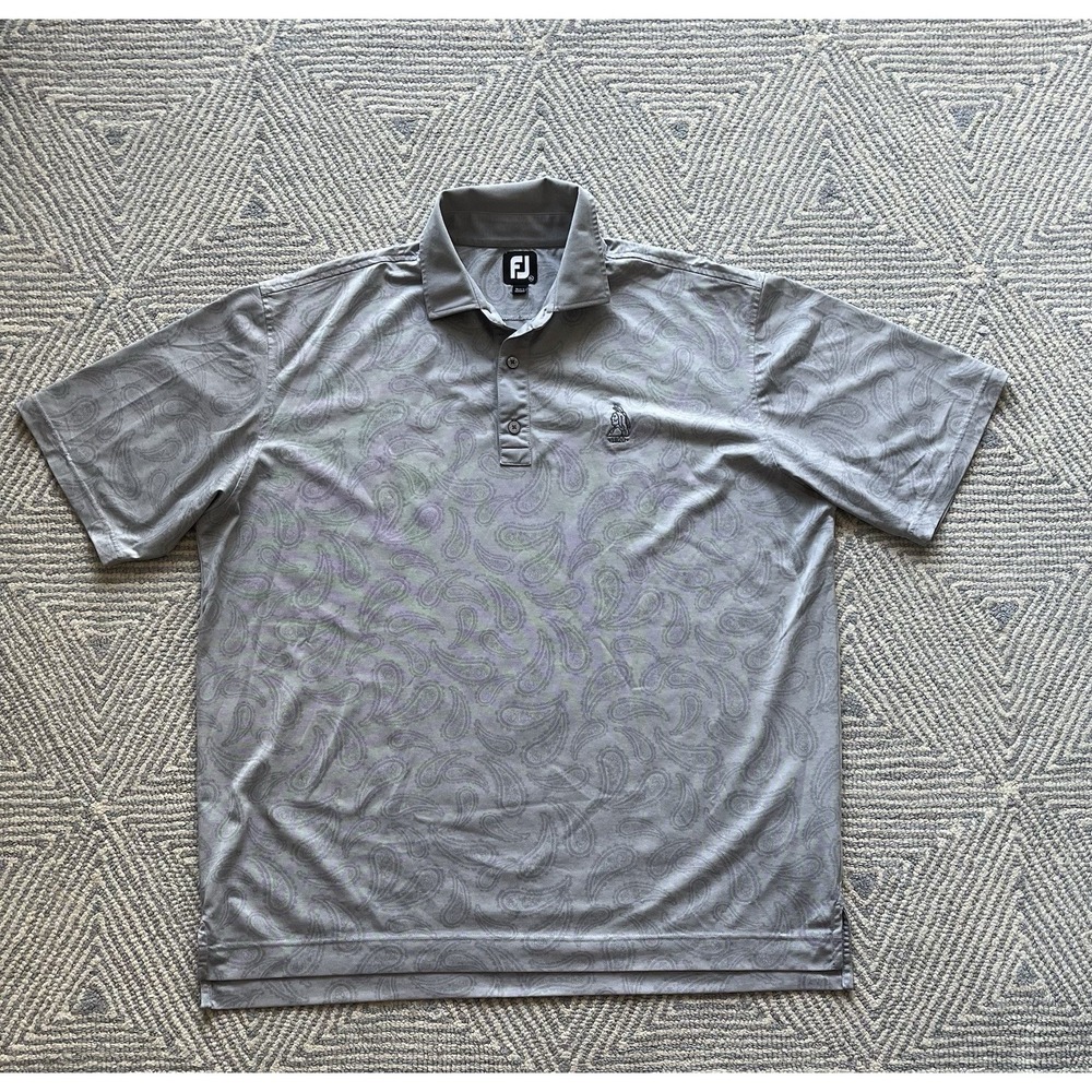 FootJoy 1920 Indian Head Golf Polo Shirt - Gray w/‎ Paisley - XL